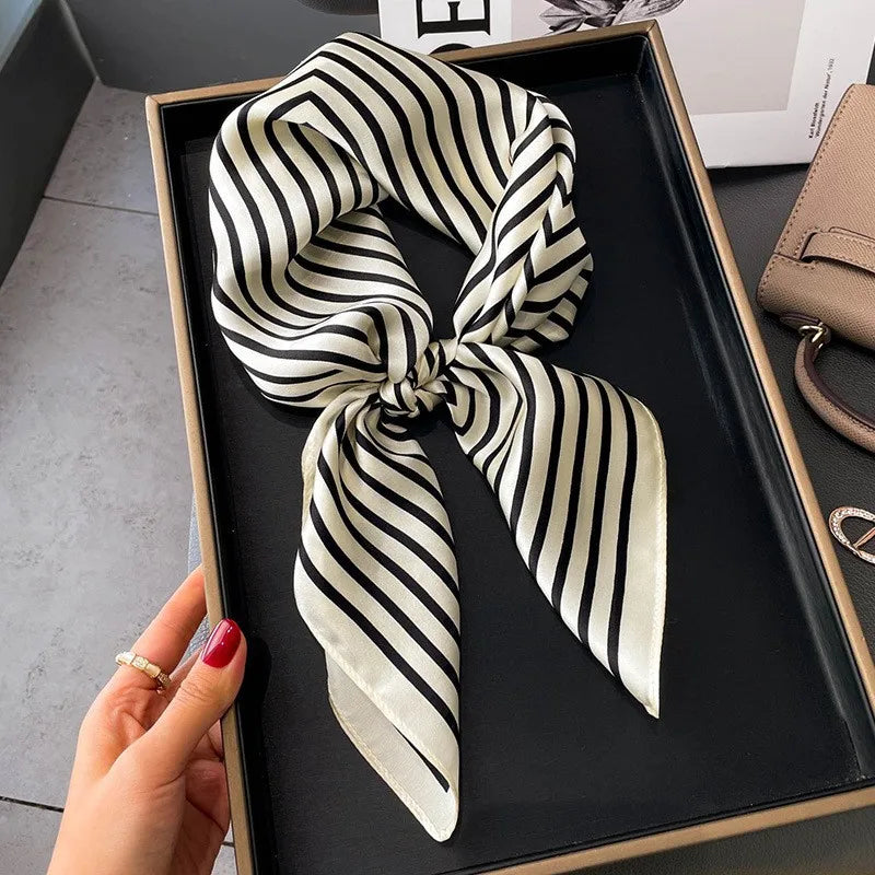 Wholesale 1026A Custom Logo Brand Designer 70*70 Digital Printing Square Satin Silk Scarf for Women Stylish Luxury High Quality