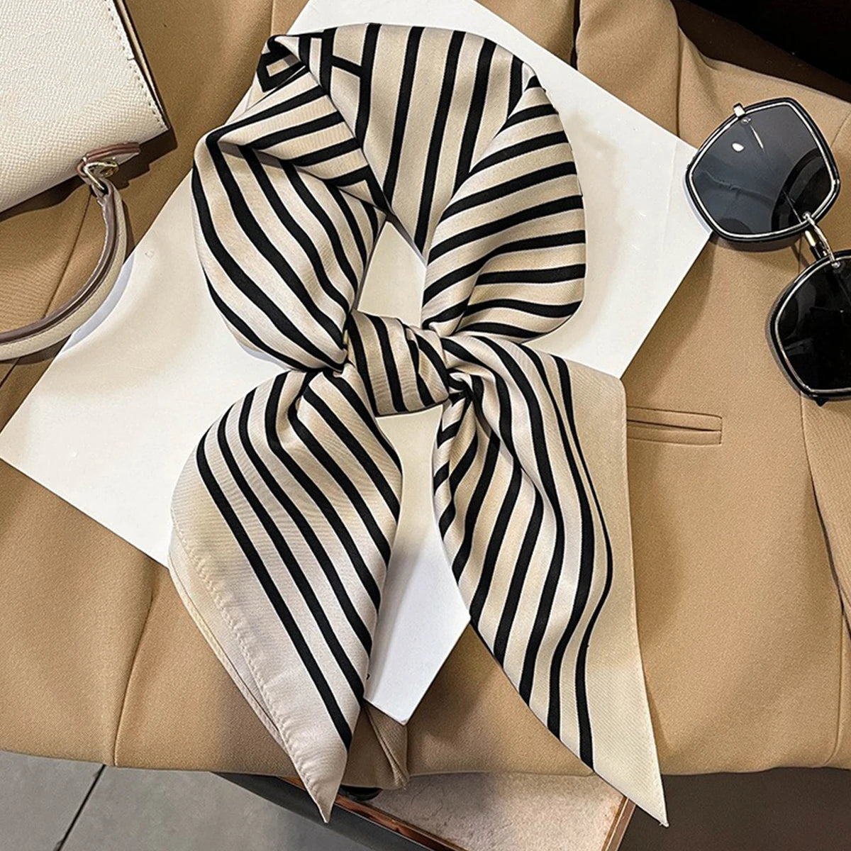 Wholesale 1026A Custom Logo Brand Designer 70*70 Digital Printing Square Satin Silk Scarf for Women Stylish Luxury High Quality