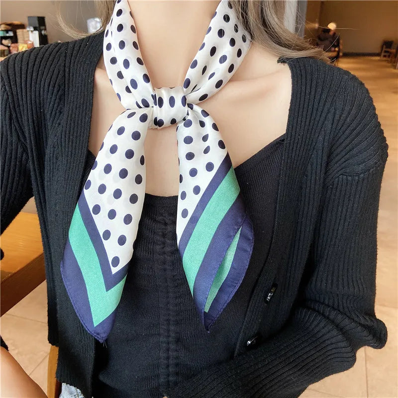 Wholesale 1026A Custom Logo Brand Designer 70*70 Digital Printing Square Satin Silk Scarf for Women Stylish Luxury High Quality