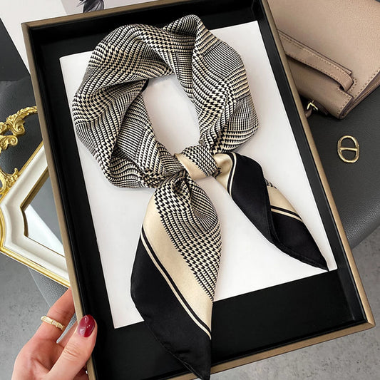 Wholesale 1026A Custom Logo Brand Designer 70*70 Digital Printing Square Satin Silk Scarf for Women Stylish Luxury High Quality