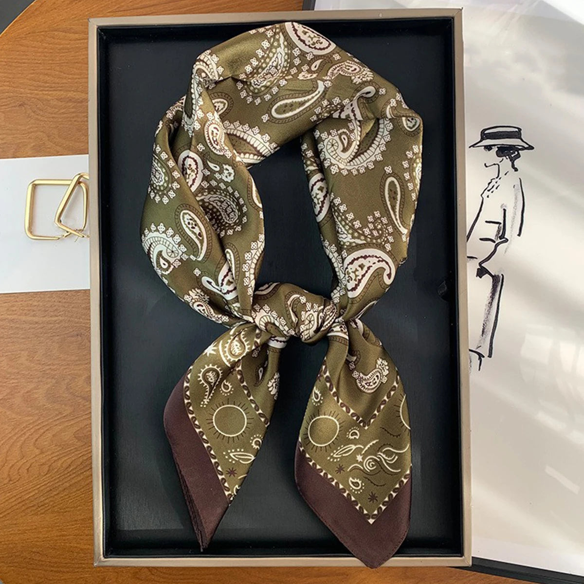 Wholesale 1026A Custom Logo Brand Designer 70*70 Digital Printing Square Satin Silk Scarf for Women Stylish Luxury High Quality