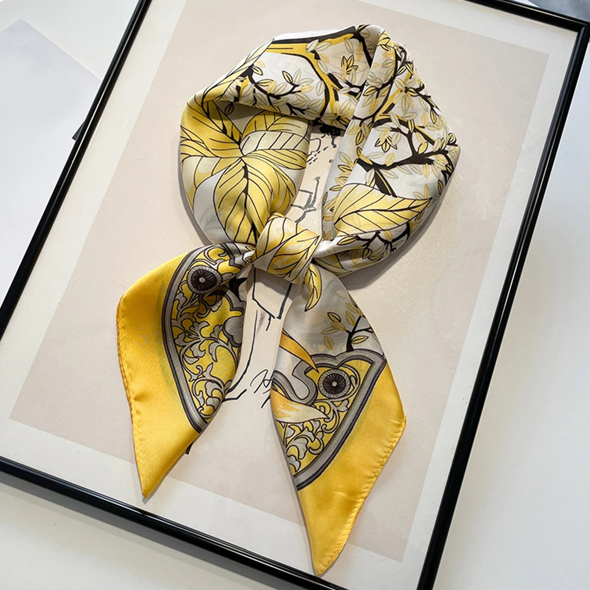 Wholesale 1026A Custom Logo Brand Designer 70*70 Digital Printing Square Satin Silk Scarf for Women Stylish Luxury High Quality