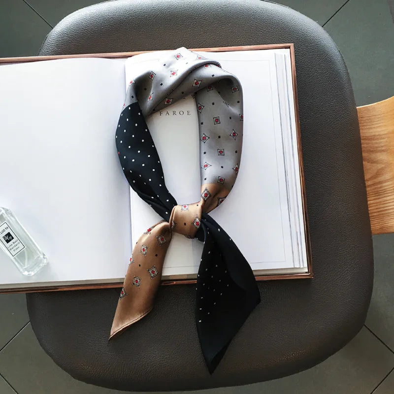 Wholesale 1026A Custom Logo Brand Designer 70*70 Digital Printing Square Satin Silk Scarf for Women Stylish Luxury High Quality