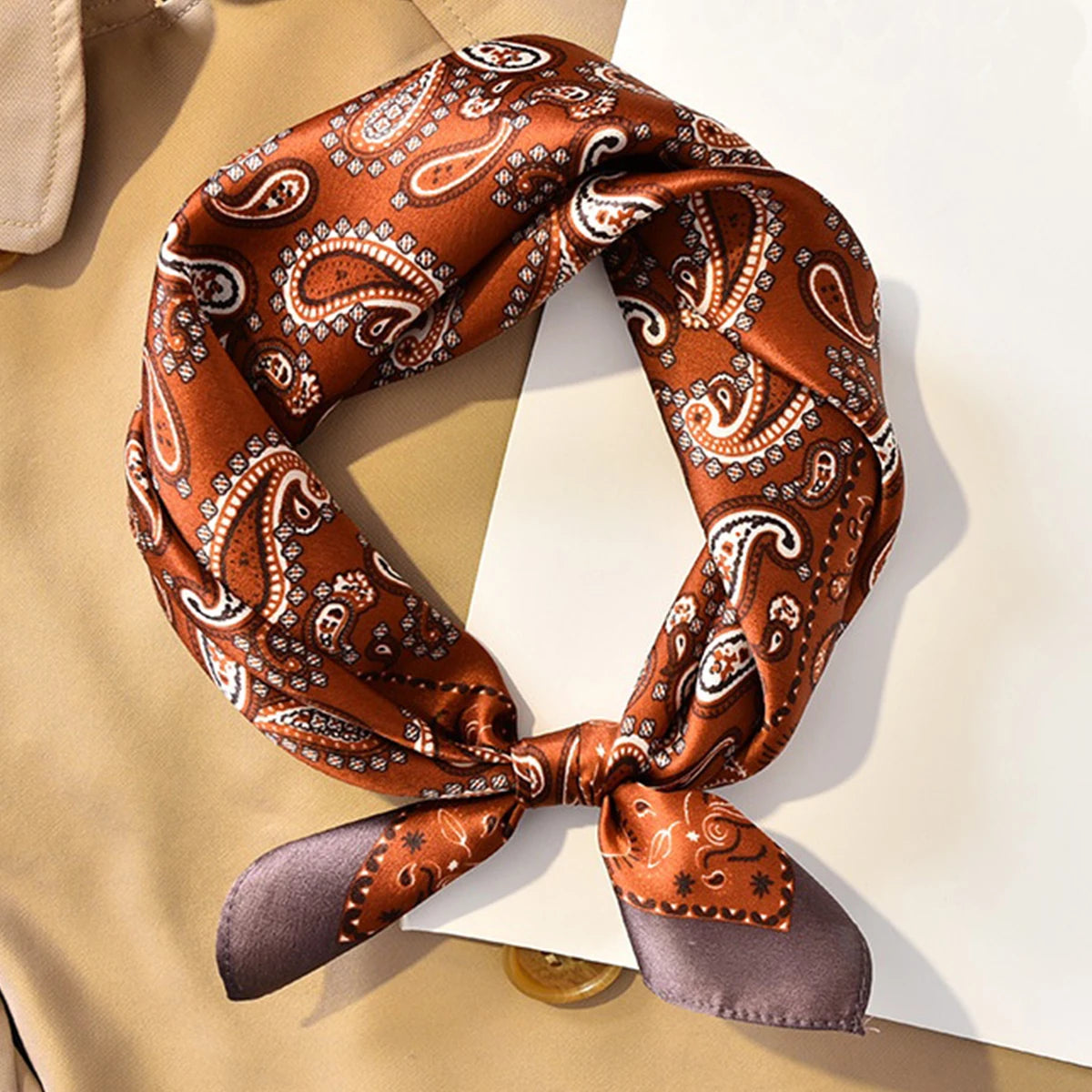 Wholesale 1026A Custom Logo Brand Designer 70*70 Digital Printing Square Satin Silk Scarf for Women Stylish Luxury High Quality